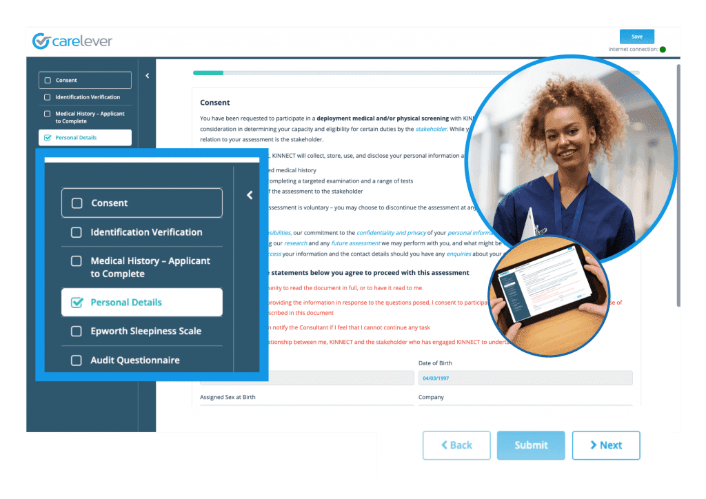 Carelever Screen — digital forms and assessments