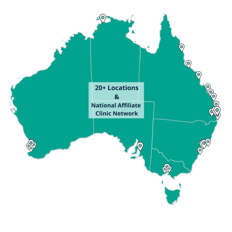 Map of KINNECT's Australian Clinics