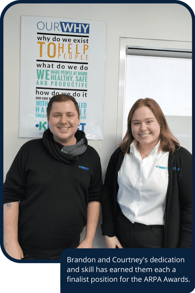 ARPA Victoria Excellence in Workplace Rehabilitation Awards finalists Brendon Carter and Courtney Slatter