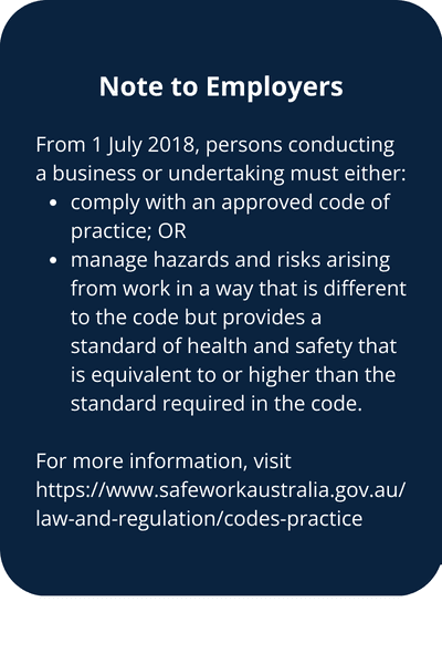 Note to employers about Codes of Practice