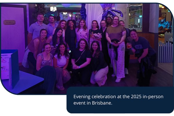 Workplace Rehabilitation Success Program participants at an evening social activity.