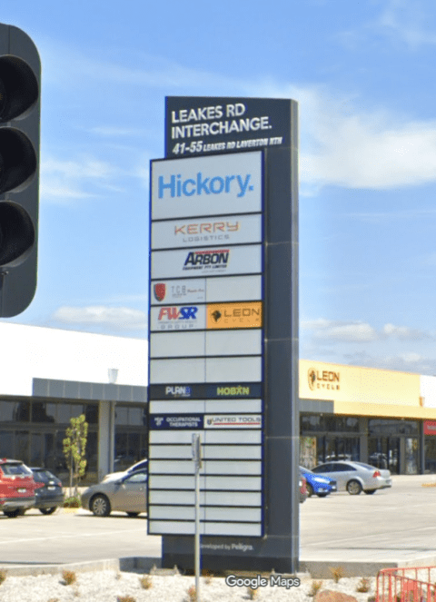 Leakes Rd Interchange Centre Sign.